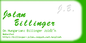 jolan billinger business card